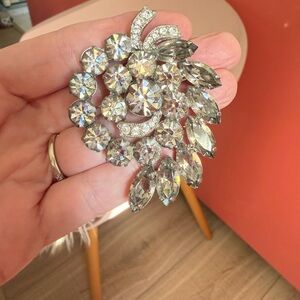 Vintage Silver Crystal Brooch - Glam